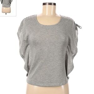 Epic Threads Grey Flutter Sleeve Tie Sinched Shoulder Girl's Medium M Top EUC